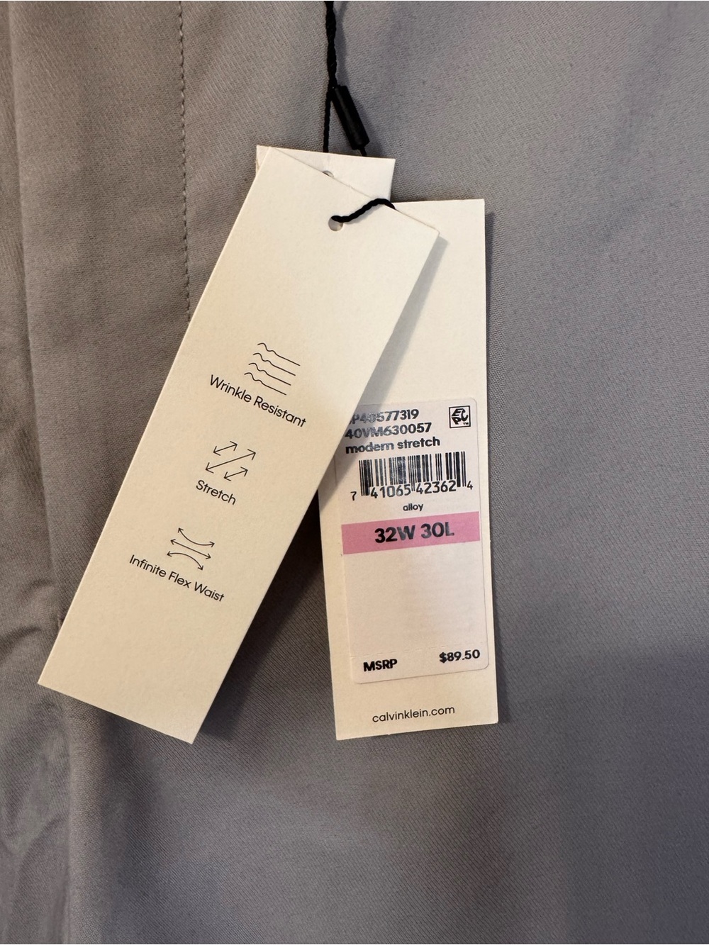 Calvin Klein Men's Gray Dress Pants Classic Flat Front Modern Chino Size 32/30 - Picture 3 of 15